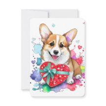 Corgi Valentine's Day Card - Aquarellhund