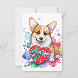 Corgi Valentine's Day Card - Aquarellhund Dankeskarte