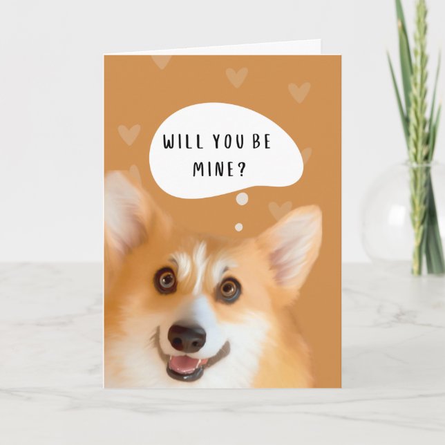 Corgi Valentine's Day Card Gold Karte (Vorderseite)