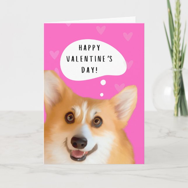 Corgi Valentine's Day Card Rosa Karte (Vorderseite)