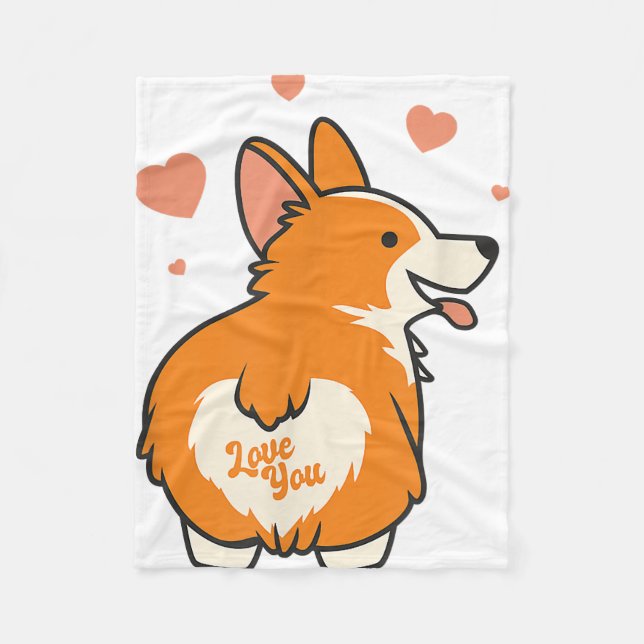 Corgi Valentines Day Gift Dog Lover Heart Fleecedecke (Vorderseite)