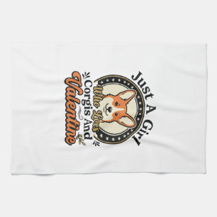 Corgi-Valentinsdesign für Hunde-Liebhaber_1 Geschirrtuch
