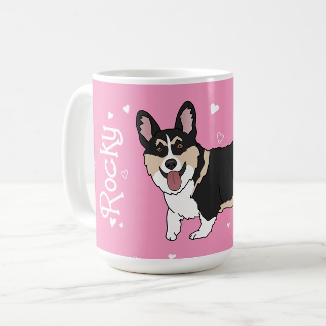 Corgi Valentinstag Kaffeetasse (Vorderseite Links)