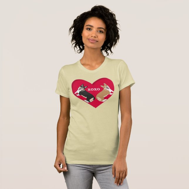 Corgi Valentinstag T-Shirt (Vorne ganz)