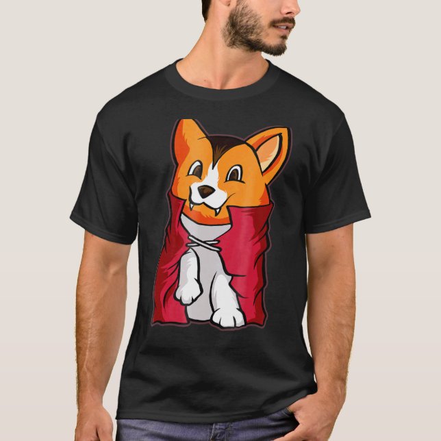 Corgi Vampir Süßer Vampir Halloween T-Shirt (Vorderseite)