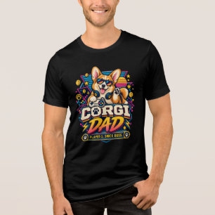 Corgi-Vater-Player-1-Retro-Gamer-Design Tri-Blend Shirt