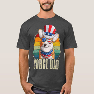 Corgi Vater Retro Sonnenbrille 4. Juli Vatertag T-Shirt
