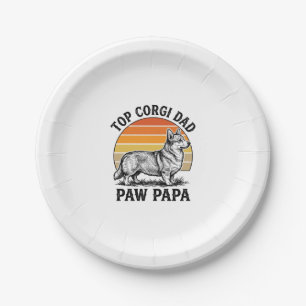Corgi-Vater-Shirt Vintage-Sonnenuntergang-Hund-Pap Pappteller