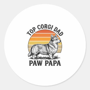 Corgi-Vater-Shirt Vintage-Sonnenuntergang-Hund-Pap Runder Aufkleber