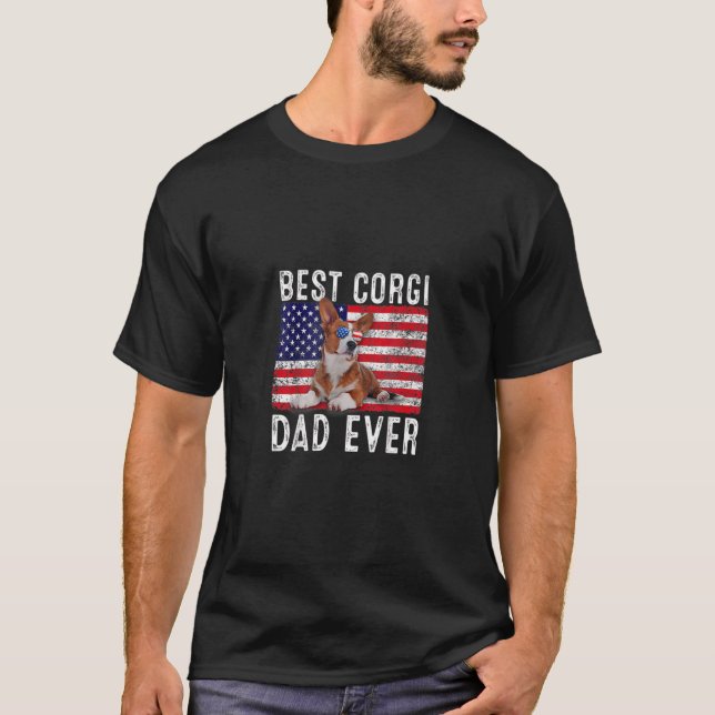 Corgi Vater Usa American Flag Corgi Dog Eigentümer T-Shirt (Vorderseite)
