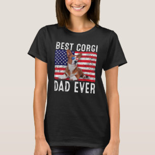 Corgi-Vater USA Amerikanische Flagge Corgi-Hundebe T-Shirt