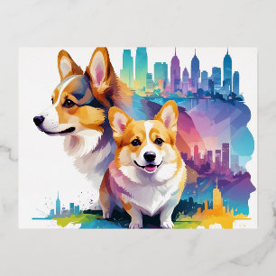 Corgi Vintag Animal Nature Environment Stadt Art Folien Feiertagspostkarte