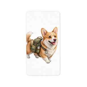 Corgi-Wanderabenteuer-Wasserfarbe-Adressetikett Adressaufkleber