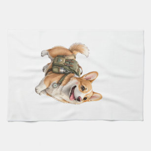 Corgi-Wanderabenteuer-Wasserfarben-Küchentuch Geschirrtuch