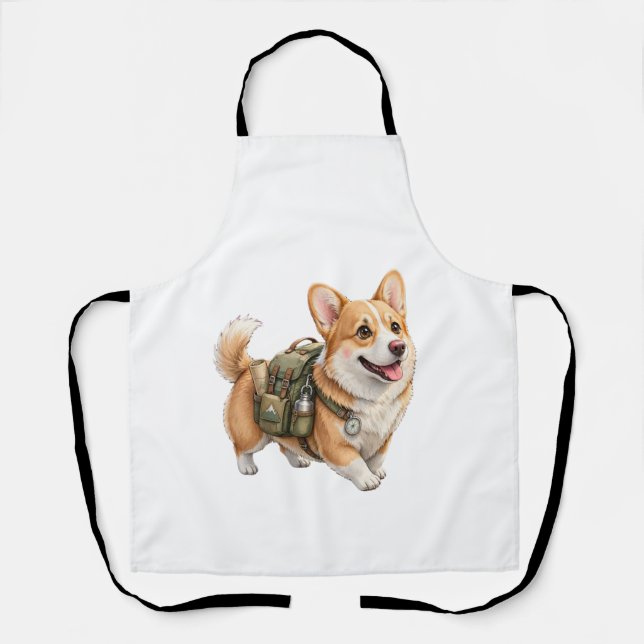 Corgi-Wanderabenteuer-Wasserfarben-Schürze  Schürze (Vorderseite)