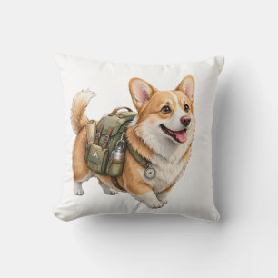 Corgi-Wanderabenteuer-Wasserfarben-Wurfkissen Kissen