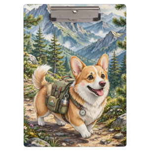 Corgi Wandern in Bergen Aquarell Klemmbrett