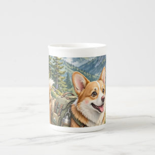 Corgi Wandern in Bergen Aquarell   Prozellantasse