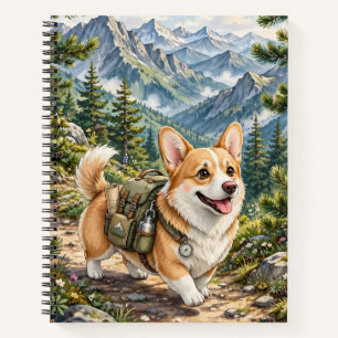 Corgi-Wanderung in Bergen Aquarell-Notizbuch Notizbuch