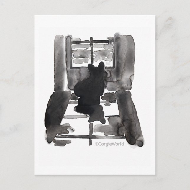 Corgi wartete Postkarte (Vorderseite)
