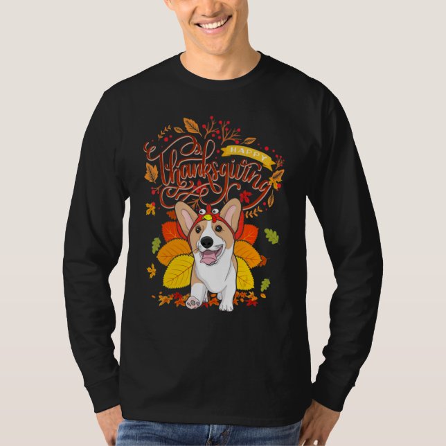 Corgi Wear Türkei Hat Herbst Herbst Erntedank T-Shirt (Vorderseite)