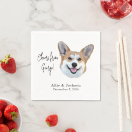 Corgi Wedding Party Custom Cocktail Napkins Serviette