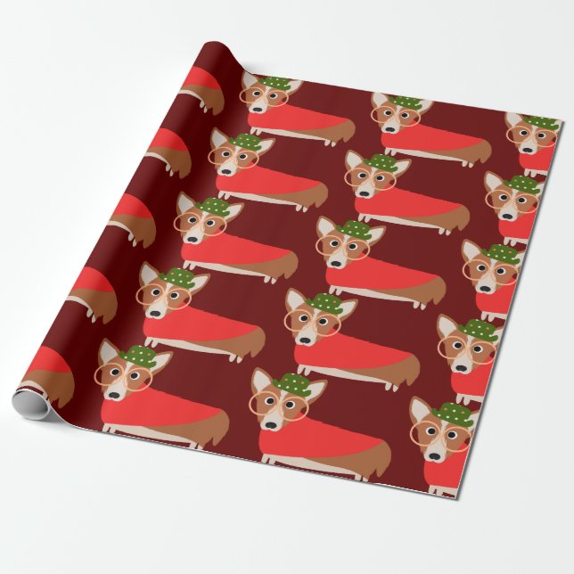 Corgi-Weihnachten Geschenkpapier (Ungerollt)