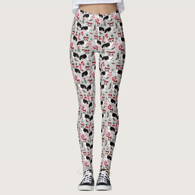 Corgi Weihnachten-Leggings Leggings (Vorderseite)