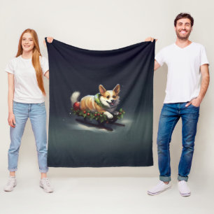 Corgi Weihnachten Schnee Winter Fleecedecke