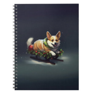 Corgi Weihnachten Schnee Winter Notizblock