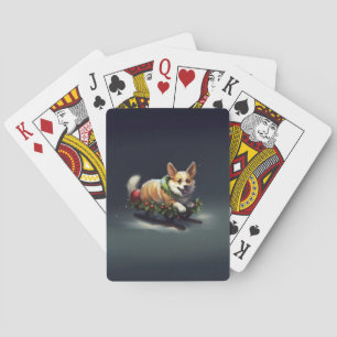 Corgi Weihnachten Schnee Winter Spielkarten