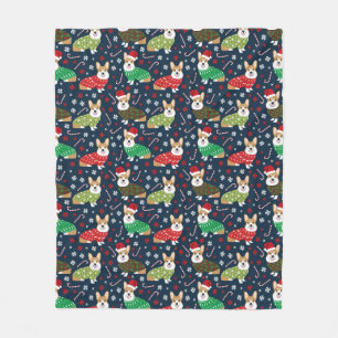 Corgi Weihnachten Sweaters Blanket Fleecedecke