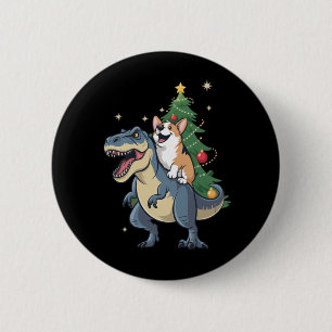 Corgi Weihnachts-Dinosaurier Baum Rex Urlaub Xmas  Button
