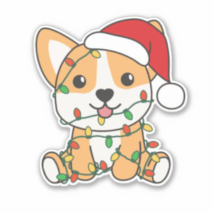 Corgi Weihnachts-Wintertiere Hund Aufkleber
