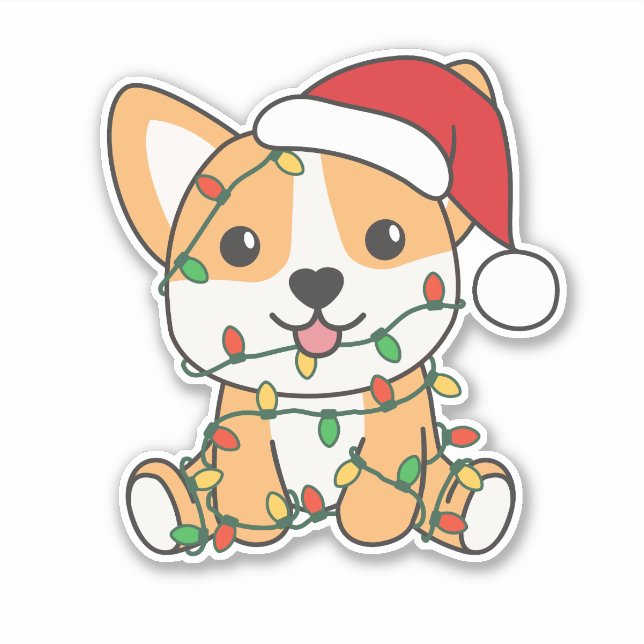 Corgi Weihnachts-Wintertiere Hund Aufkleber (Vorderseite)