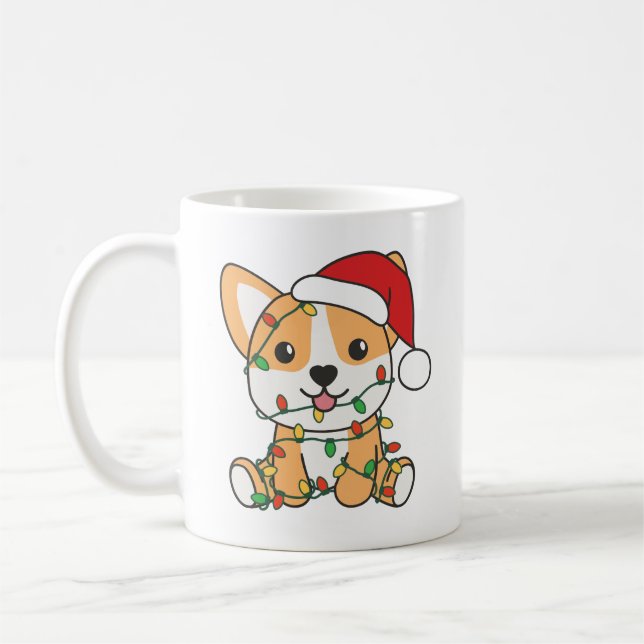 Corgi Weihnachts-Wintertiere Hund Kaffeetasse (Links)