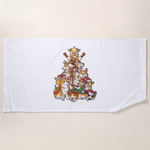 Corgi Weihnachtsbaum Dog Santa Merry Corgmas Xmas Strandtuch