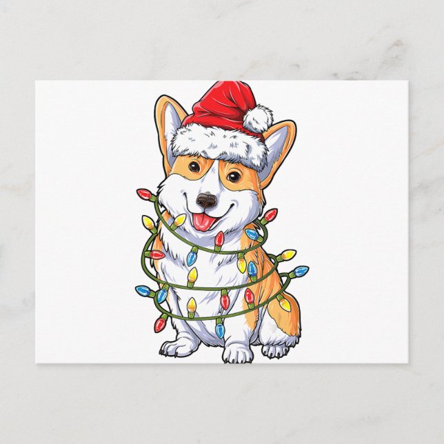Corgi Weihnachtsbaum Lichter Weihnachten Weihnacht Ankündigungspostkarte (Vorderseite)