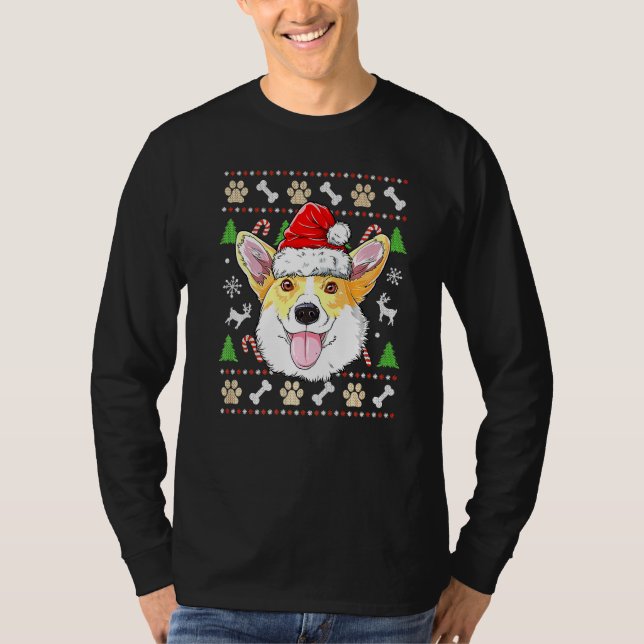 Corgi Weihnachtsbaum Lichter Weihnachten Weihnacht T-Shirt (Vorderseite)