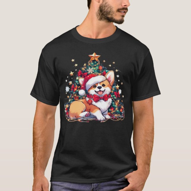 Corgi-Weihnachtsbaum-Oversized-T-Shirt T-Shirt (Vorderseite)