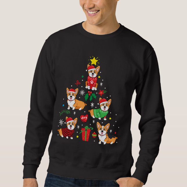Corgi Weihnachtsbaum Sweatshirt (Vorderseite)