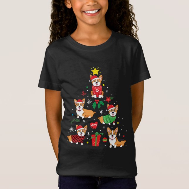 Corgi Weihnachtsbaum T-Shirt (Vorderseite)