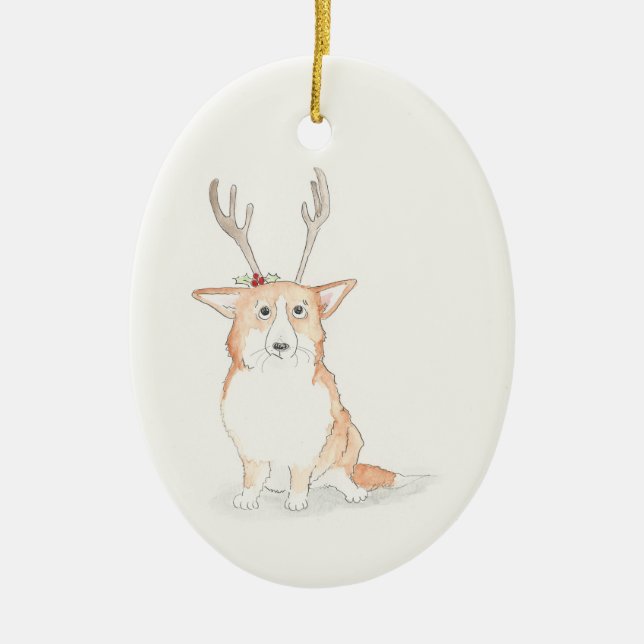 Corgi Weihnachtsbaumschmuck Keramik Ornament (Vorne)