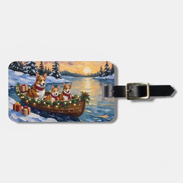 Corgi-Weihnachtsboot-Feiertag Gepäckanhänger (Vorderseite horizontal)