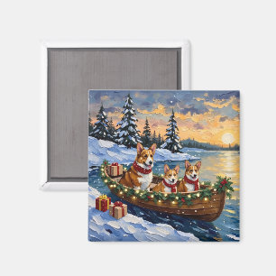 Corgi-Weihnachtsboot-Feiertag Magnet