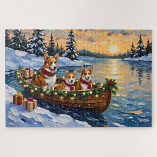 Corgi Weihnachtsboot Urlaub Puzzle