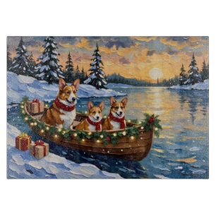 Corgi Weihnachtsboot Urlaub Schneidebrett
