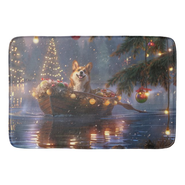 Corgi Weihnachtsfeiertage Badematte (Vorderseite)