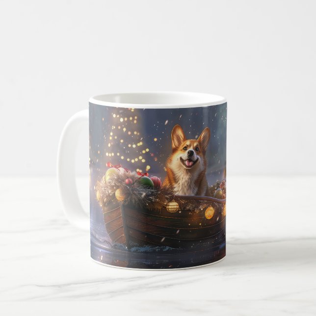 Corgi Weihnachtsfeiertage Kaffeetasse (Vorderseite Links)