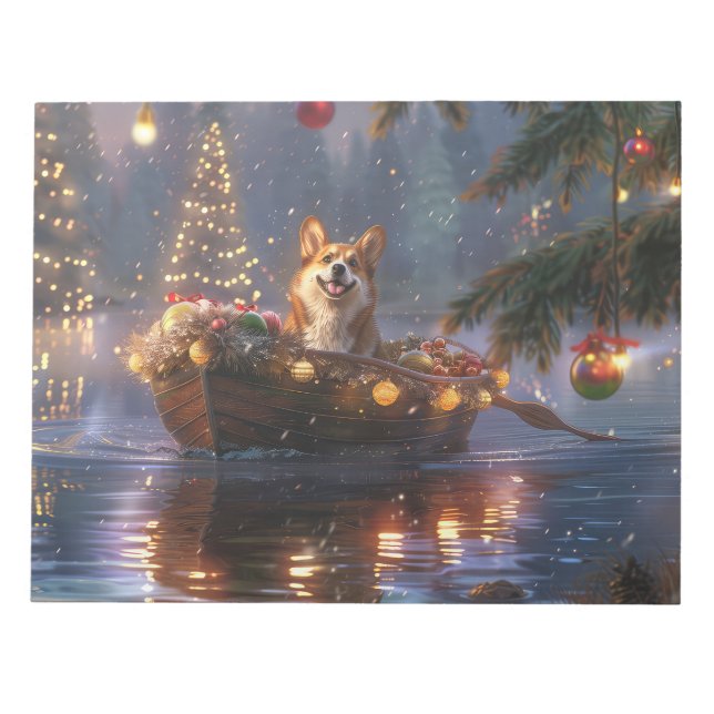 Corgi Weihnachtsfeiertage Notizblock (Vorderseite)